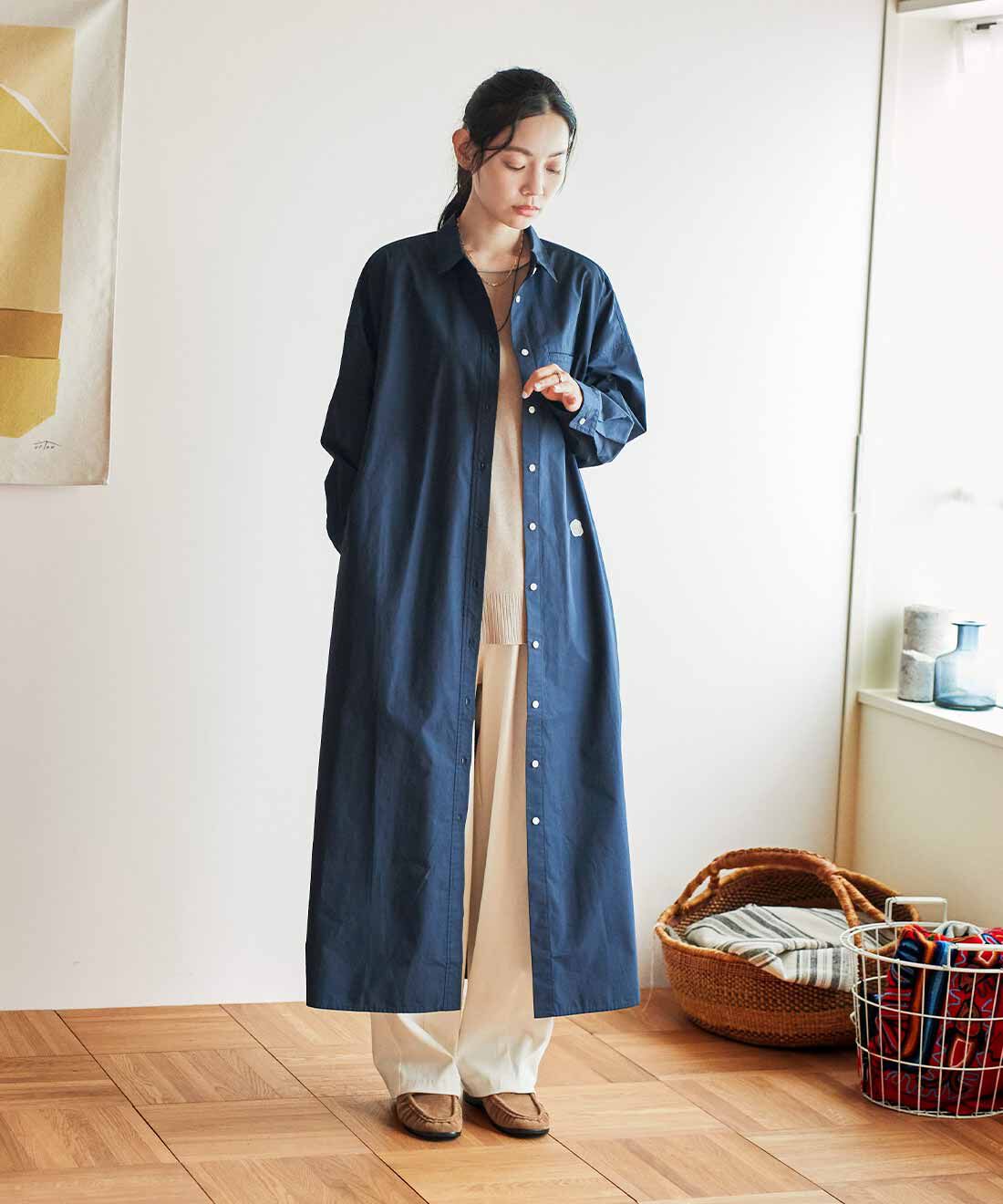 and myera | ａｎｄ　ｍｙｅｒａシャツワンピース〈ネイビー〉