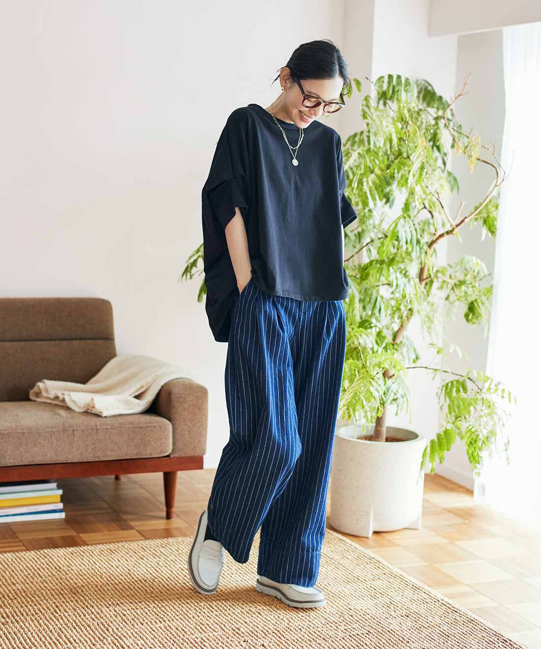 and myera | ａｎｄ　ｍｙｅｒａヒッコリーデニムパンツ