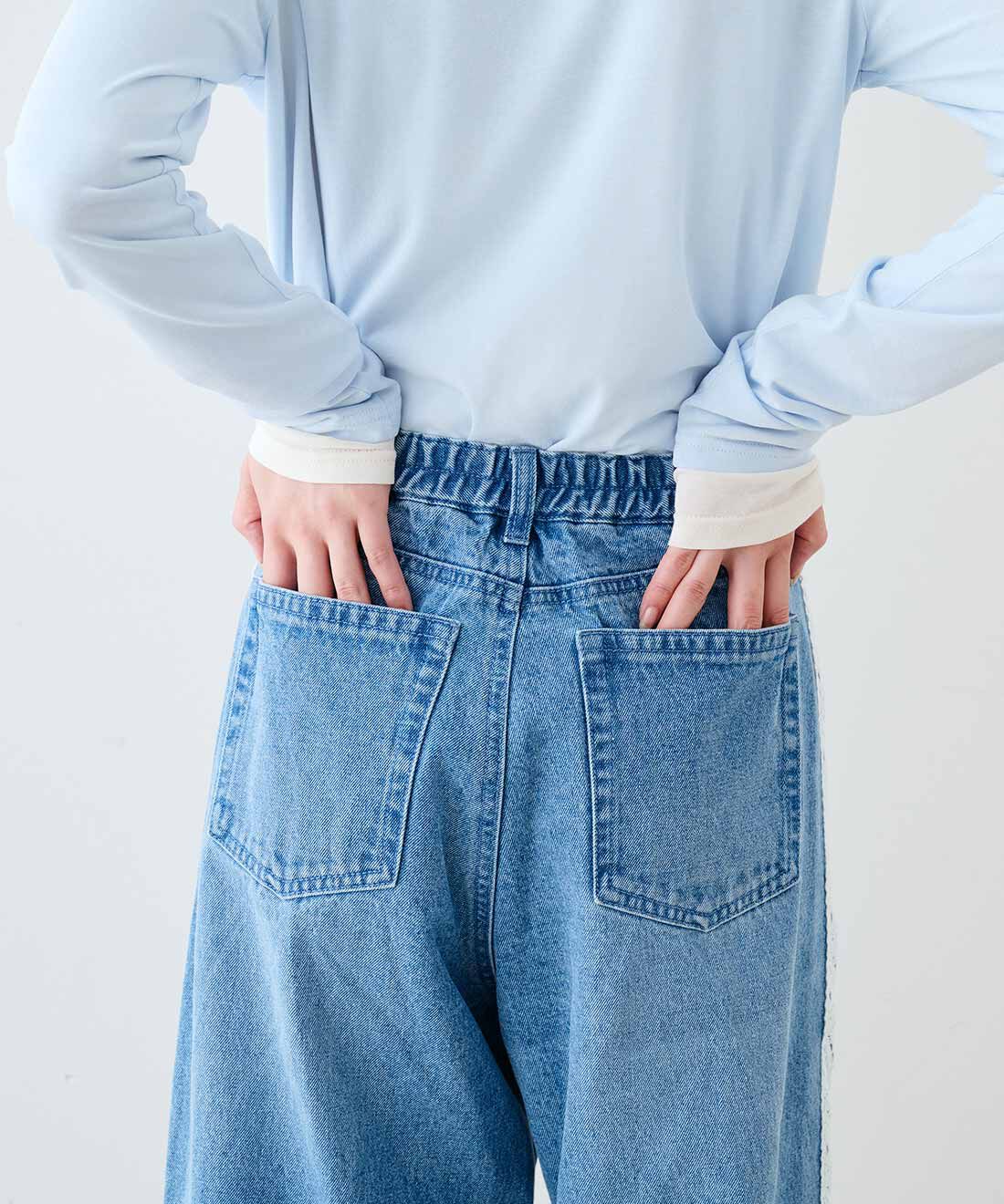 MEDE19F|MEDE19F　レースサイドラインの加工デニム〈インディゴブルー〉