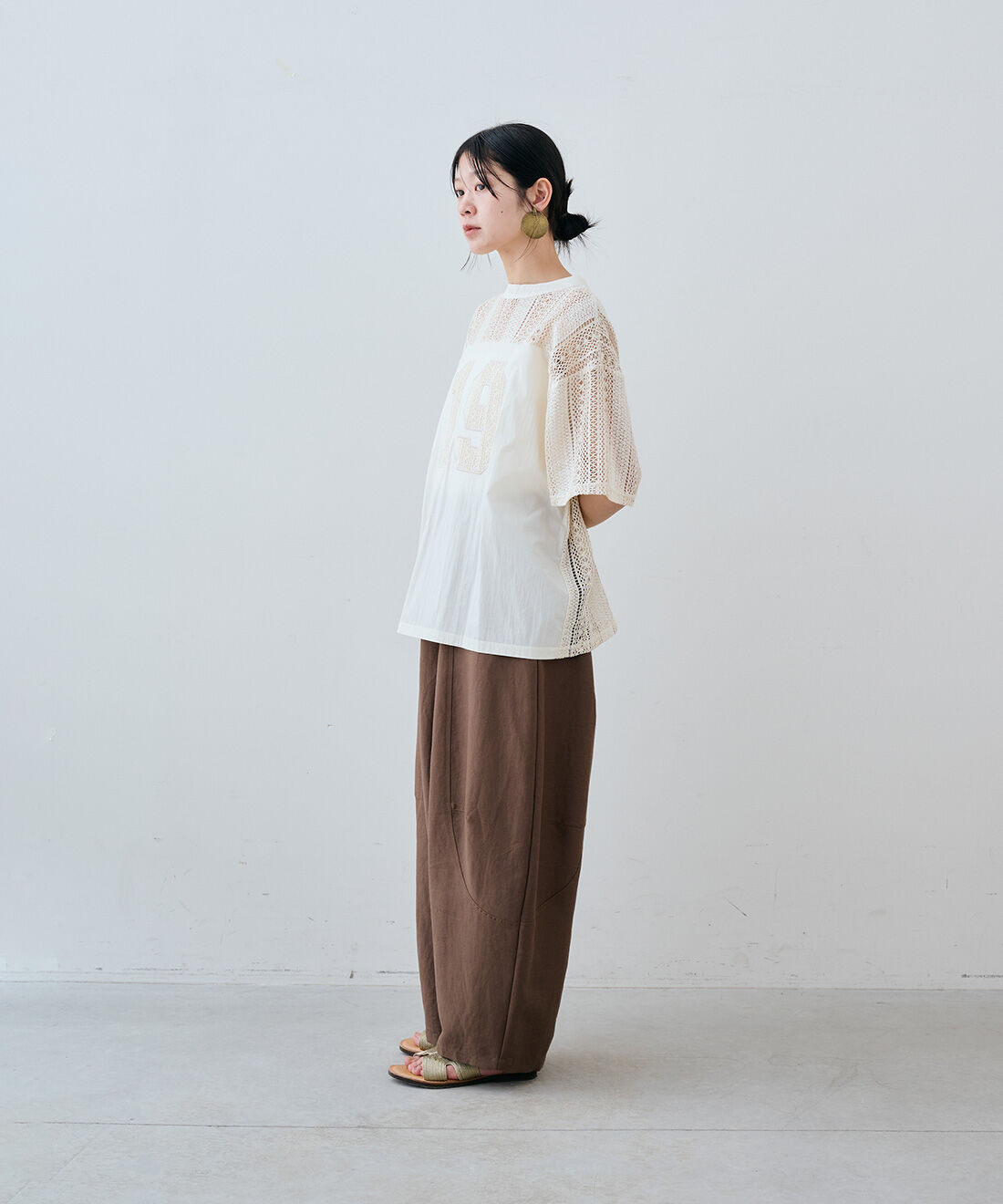 MEDE19F|MEDE19F　レースナンバー コラージュトップスの会|モデル身長：163cm　着用サイズ：M