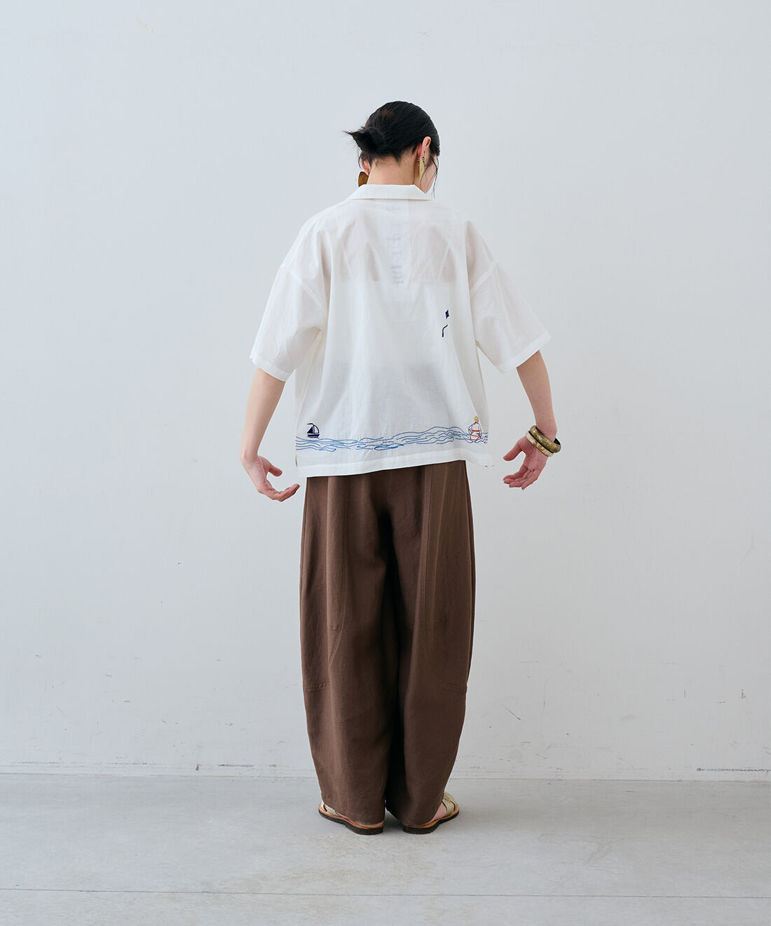 MEDE19F|ヴィンテージトライアングルイヤリングのコーディネート|163cm　size：TOP 1 PANTS M