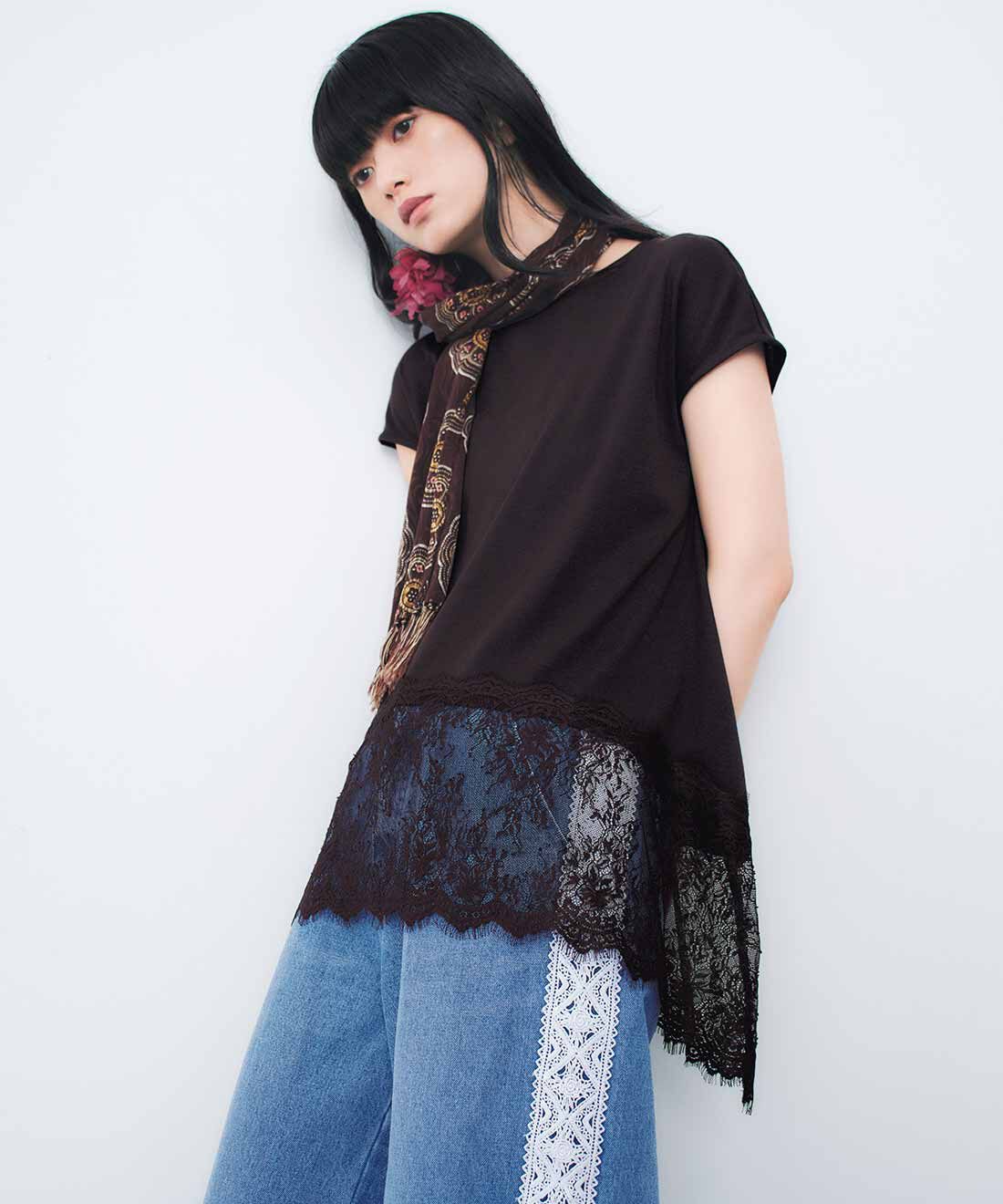 MEDE19F|MEDE19F　レースサイドラインの加工デニム〈インディゴブルー〉