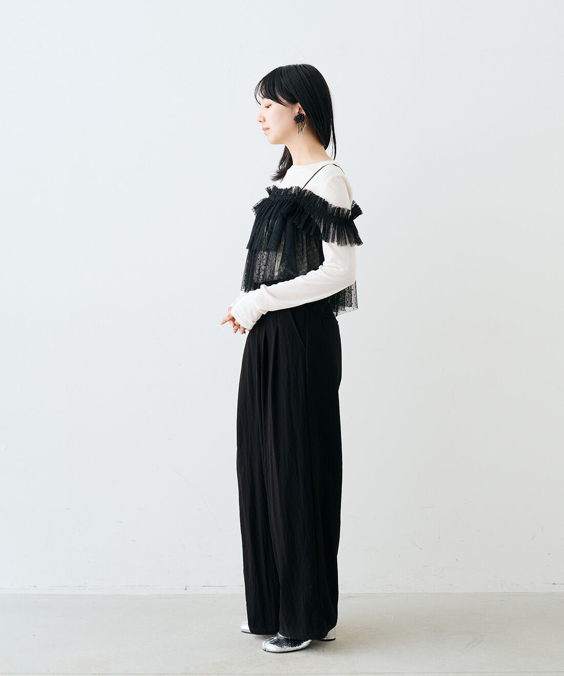 MEDE19F|MEDE19F　ビーズフリンジイヤアクセ〈ブラック〉