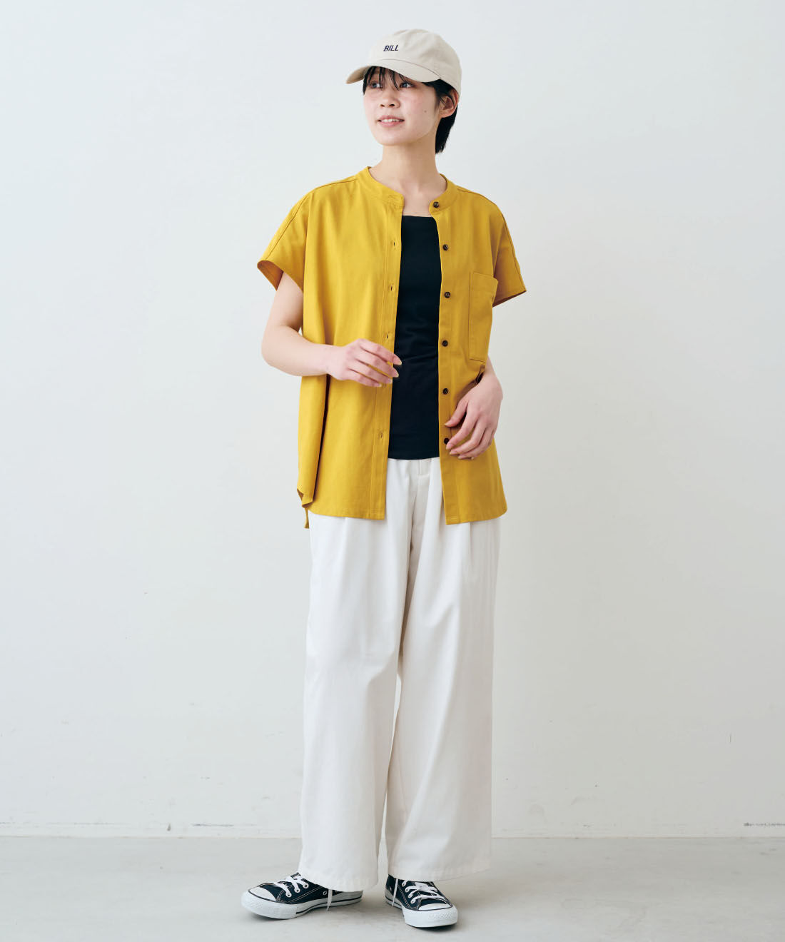 THREE FIFTY STANDARD|カジュアルすぎないチノパンツ〈アイボリー〉のコーディネート
