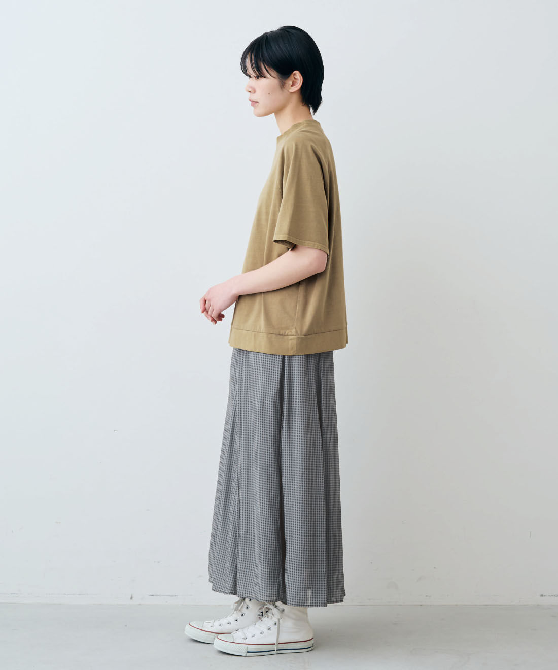 THREE FIFTY STANDARD|綿100％ ピグメント加工 ロゴプリントＴシャツのコーディネート