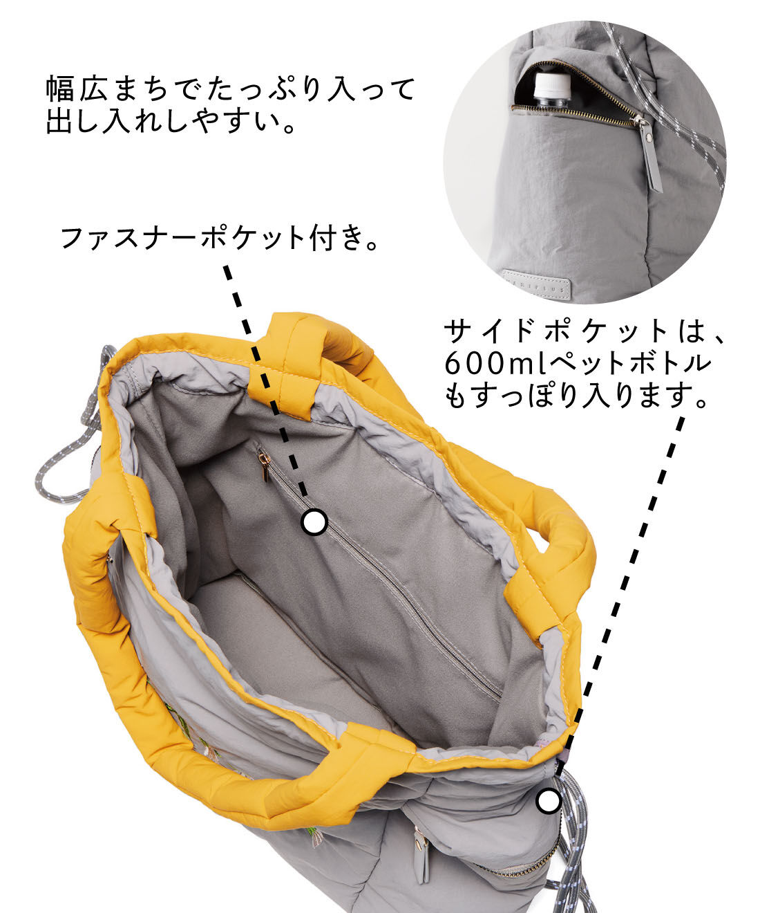 L'AMIPLUS［ラミプリュス］|ラミプリュス　ナップサックにもなる ふかふか持ち手のフラワー刺しゅう2-WAY 中わたトート〈撥水〉の会
