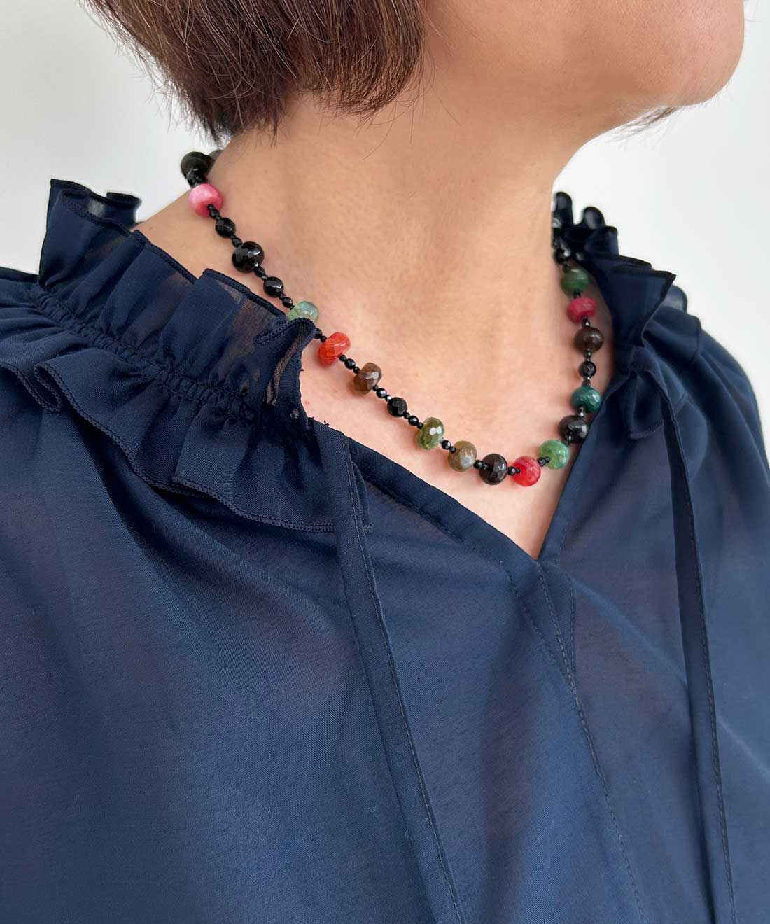 フェリシモギフトショップ|ＬＸ[フェリシモルクス]　色彩の煌めきミックスアゲートネックレス