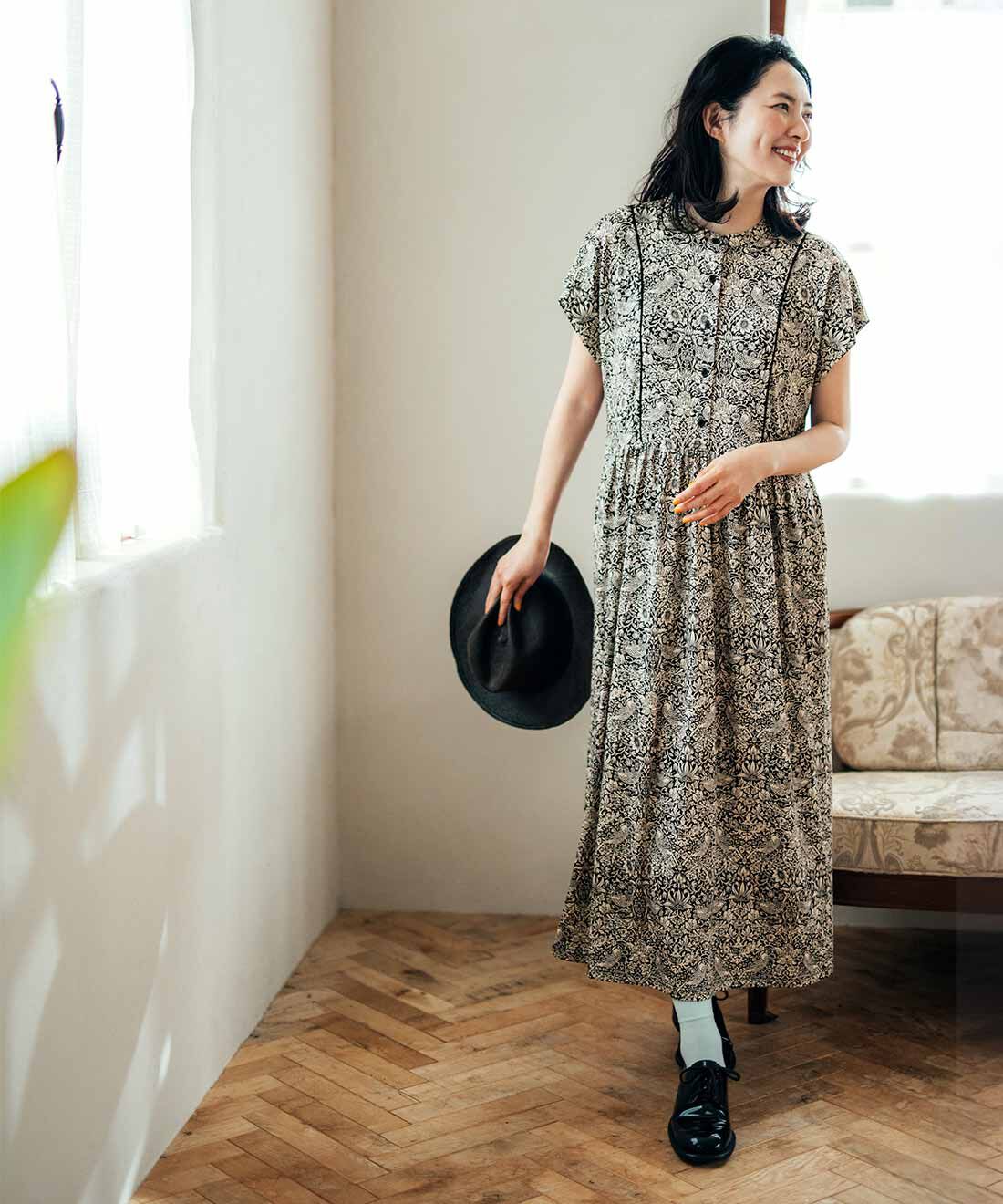 Live in  comfort | 大人モリスの世界 いちご泥棒柄 カットソーワンピース