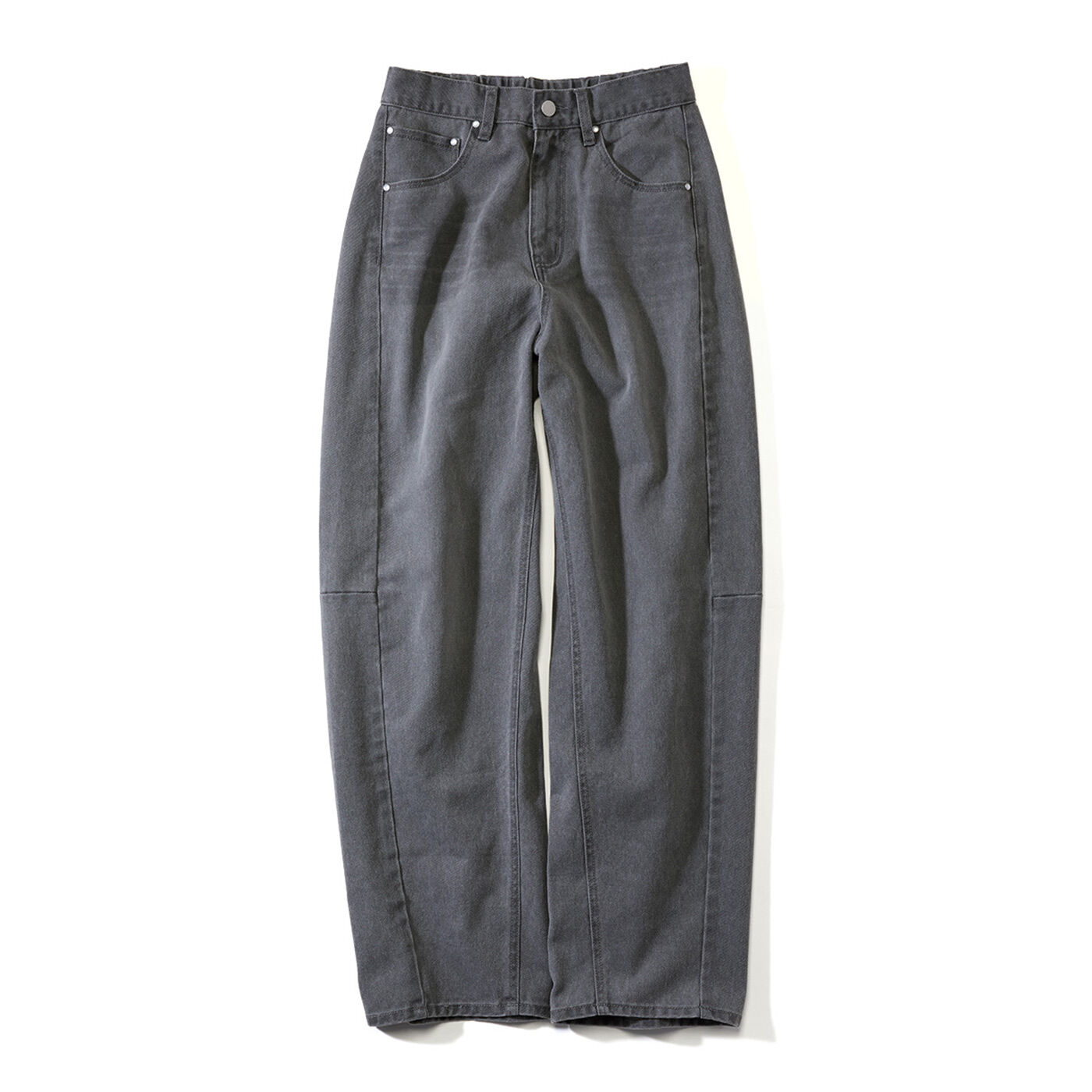 Live in  comfort | くぼっち★とコラボ はくだけでオシャレ 大人 ちょうどいい カーブ デニム パンツ スモーキーグレー グレー