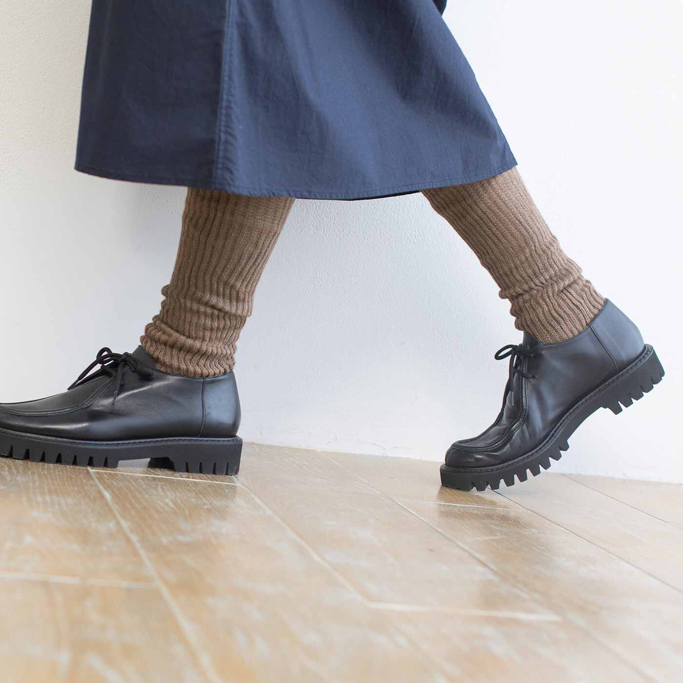 flufeel|ぐーんと伸びて包み込む シルク混&times;ウール混の二重仕立てレッグウォーマー