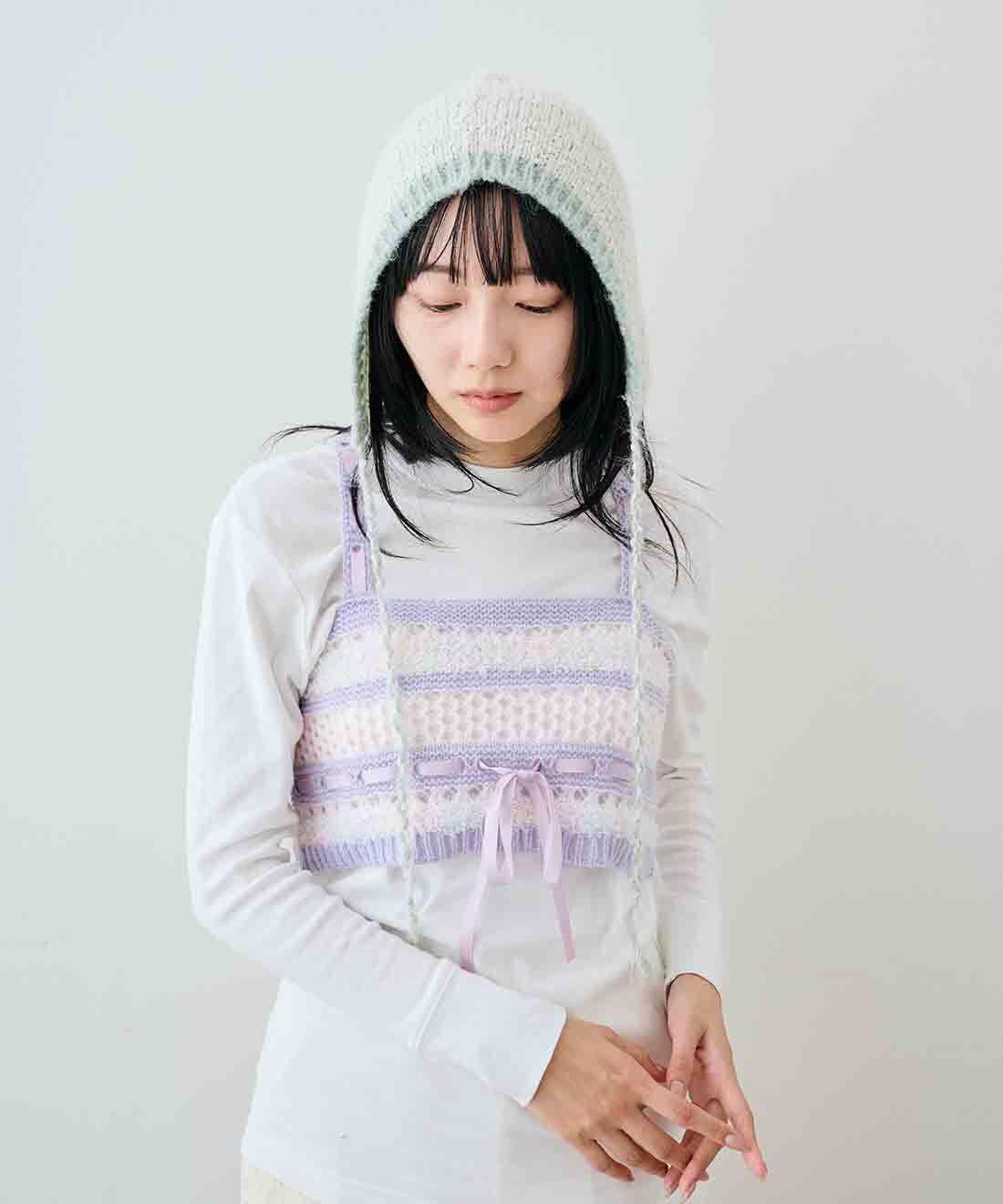 クチュリエ|SAKURA MIYAWAKI &times; Couturier　ファンシーヤーンニットキャップ〈ライムグリーン〉