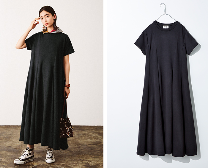 MEDE19F ビッグTシャツワンピース〈ブラック〉