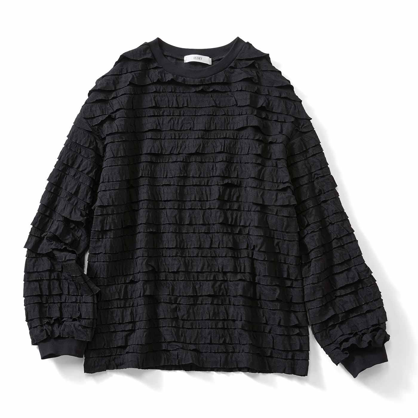 IEDIT|総フリルカットソー〈ブラック〉ＩＥ