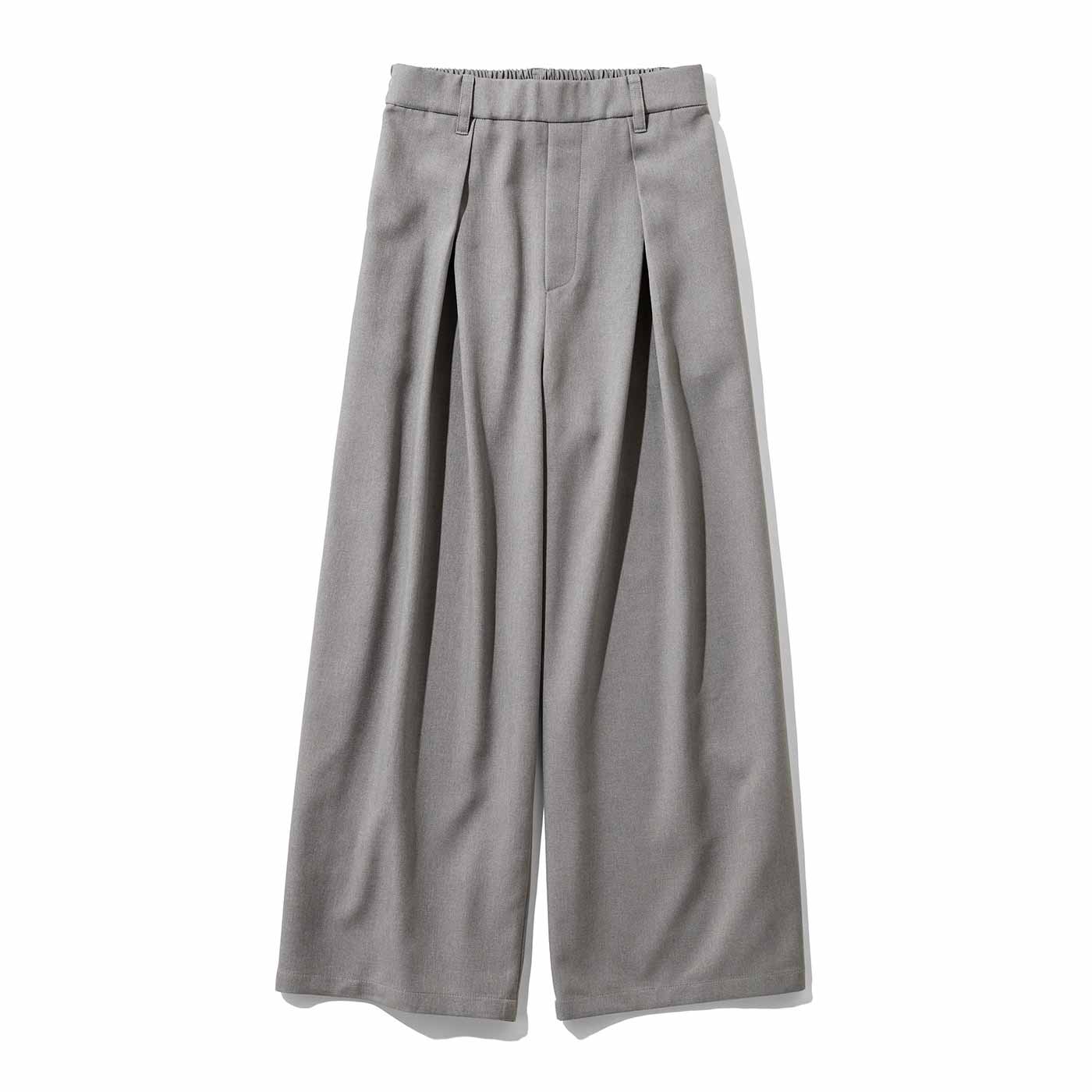IEDIT|まるっとカバー毎日はきたいクロスタックワイドパンツ〈グレー〉